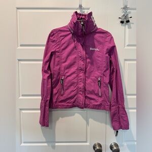 BENCH Geometric Urbanwear Y2K High Neck Logo Zip Away hoodie Purple Size Medium